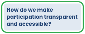How do we make participation transparent and accessible?